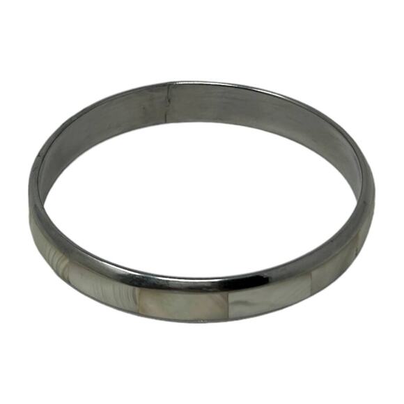 Vintage Mother of Pearl Bangle Bracelet Cruise Vacation Island Beach Boho Indie - Picture 12 of 13